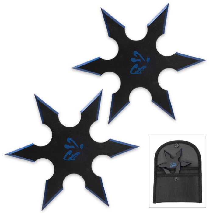 FORKED-BLADE BLACK NINJA STARS KM-FBBNS