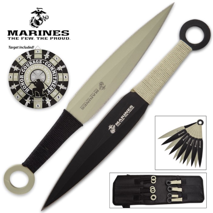 USMC Throwing Knife Set And Target Cutlery USA
