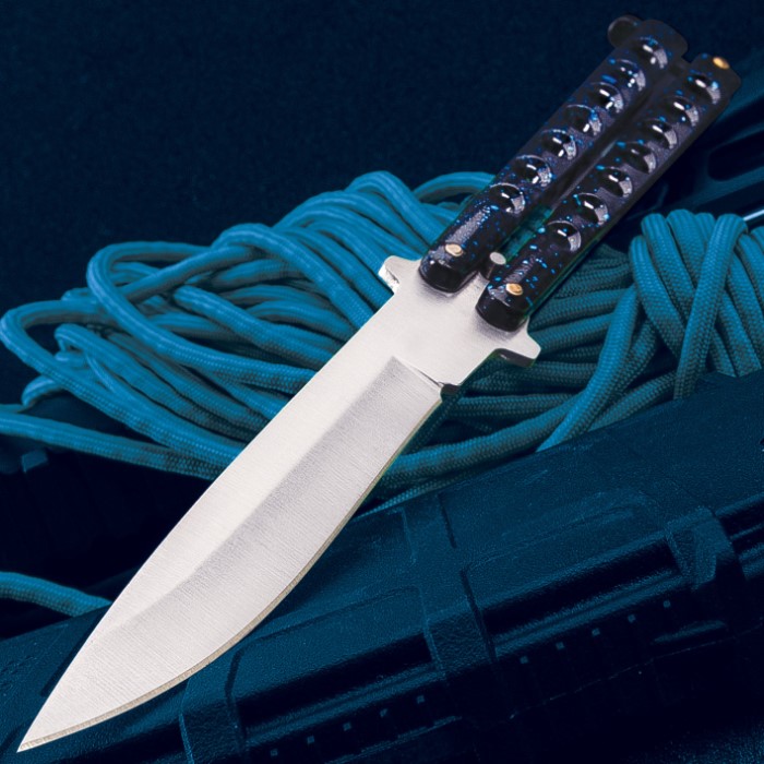 Rainbow Slotted Butterfly Knife – Stainless Steel Blade, Skeletonized  Steel, Latch Lock, Steel Handle – Length 9”