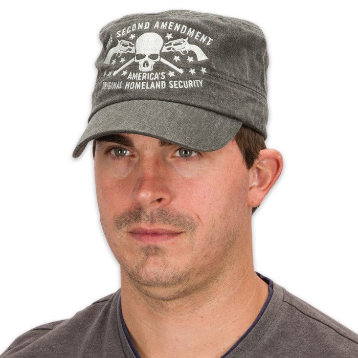 2nd Protects The First Flat Top Cap Hat Knives & Swords