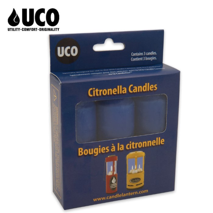 UCO 9 Hour Citronella Candles 3 Pack Knives & Swords At