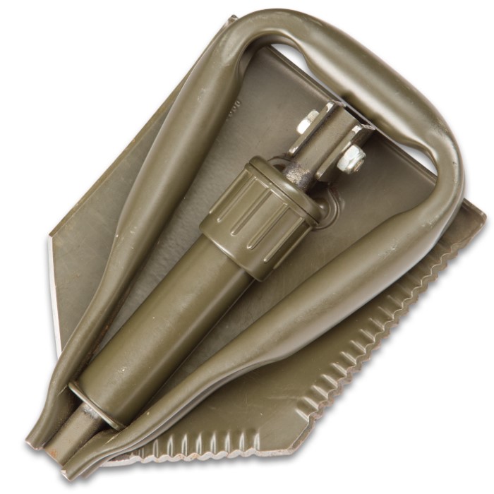 German TriFold Shovel NATO Military Surplus Solid Steel; Original