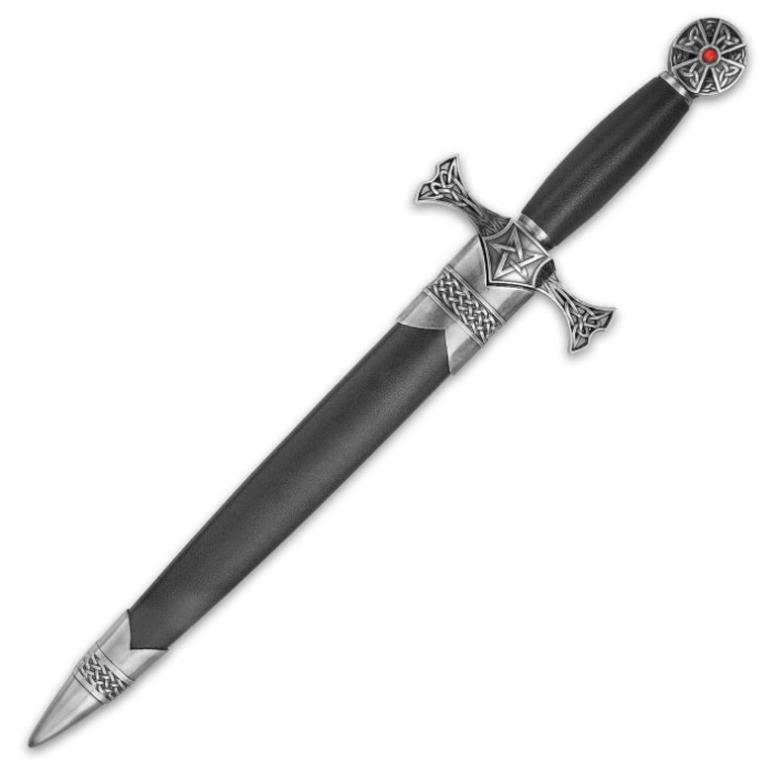 Celtic Cross With Jewel Crusader Dagger And Sheath Stainless Steel