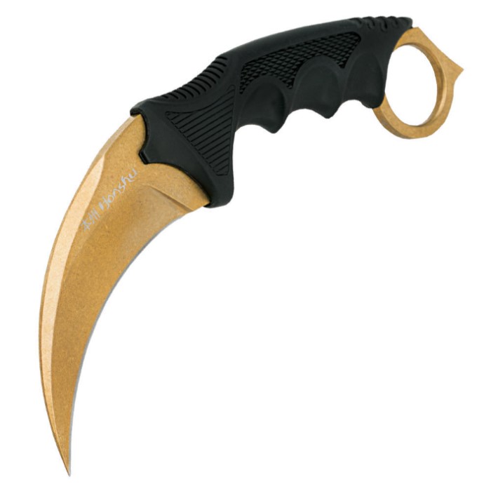 Honshu Ninja Karambit Gold Stonewash Finish | BUDK.com - Knives ...