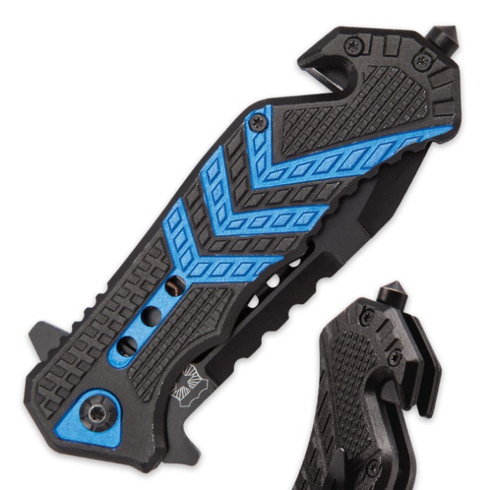 Black Legion Police Rescue Pocket Knife with Seatbelt Cutter, Glass