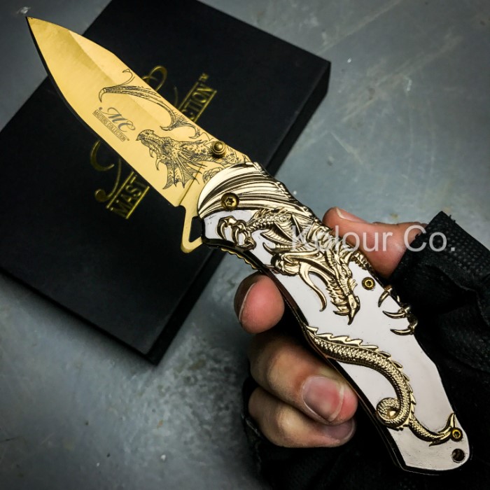 Master's Collection Golden Dragon Assisted Opening Pocket Knife with