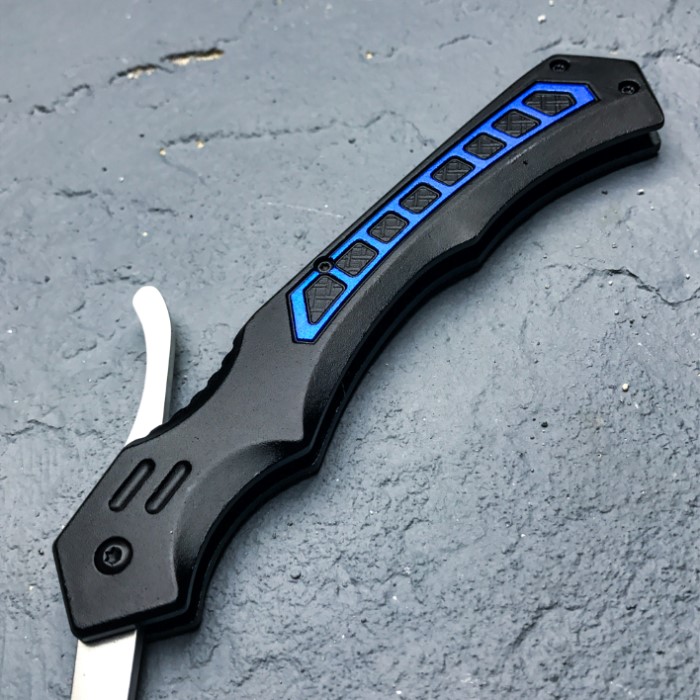 MTech Blue Assisted Opening Tactical Straight Razor Pocket Knife