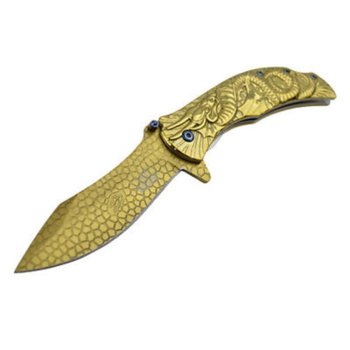 MTech Dragon Fury Assisted Opening Folding Pocket Knife Gold Titanium