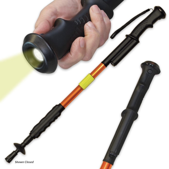 Hike N Strike Hiking Staff Stun Gun Flashlight Walking Cane Survival & Camping Gear