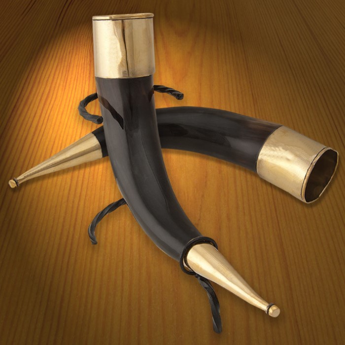 Natural Horn Drinking Horn with Brass Cap 15" Knives