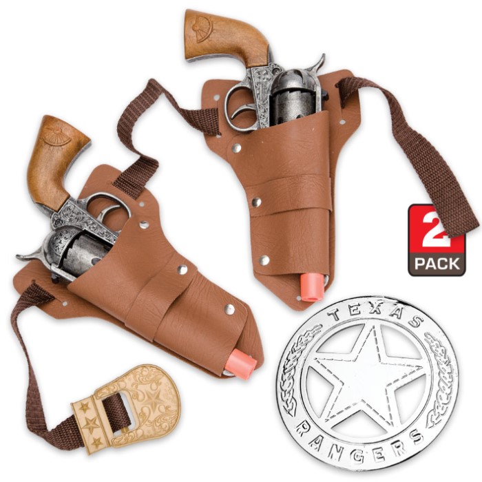 Parris Manufacturing Texas Ranger Double Holster Toy Cap Gun Set