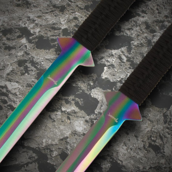 Titanium Twin Sword SET Ninja-to Double Edge Full Tang | True Swords