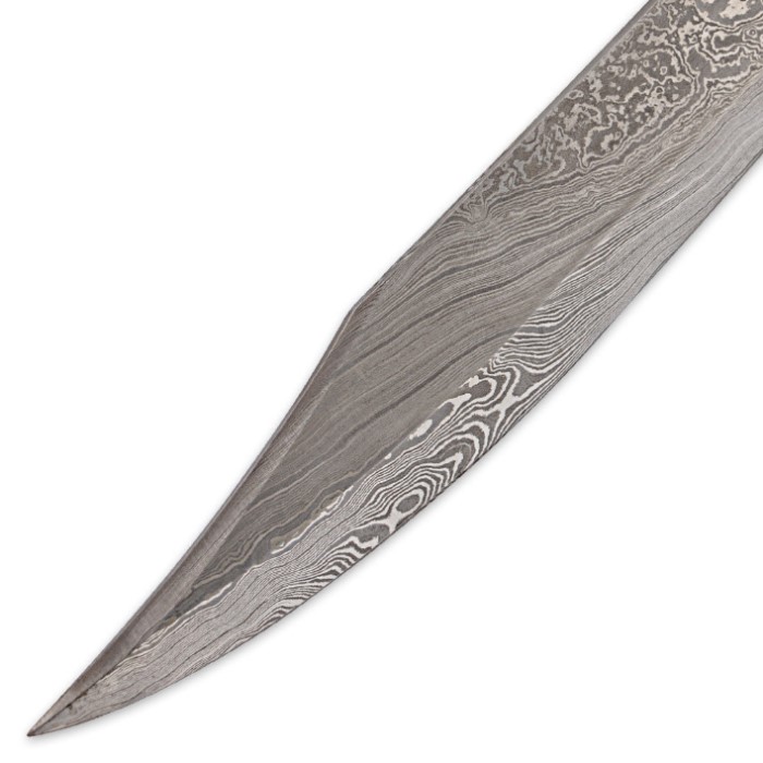 Damascus Blade Saber Sword w/ Bone & Buffalo Hone True Swords