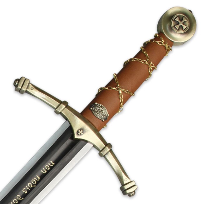 Middle Ages Long Sword With Display Plaque Knives & Swords