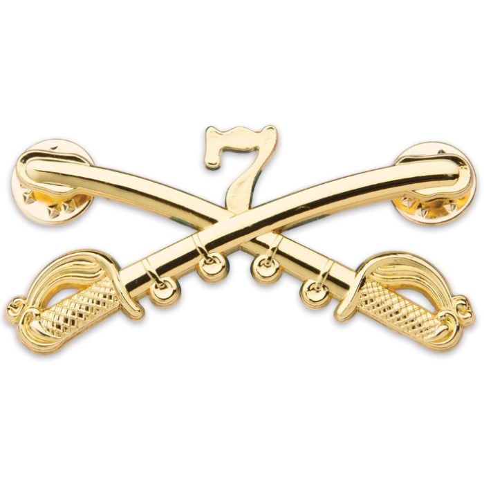 Gold Seventh Cavalry Crossed Saber Hat Pin | Kennesaw Cutlery