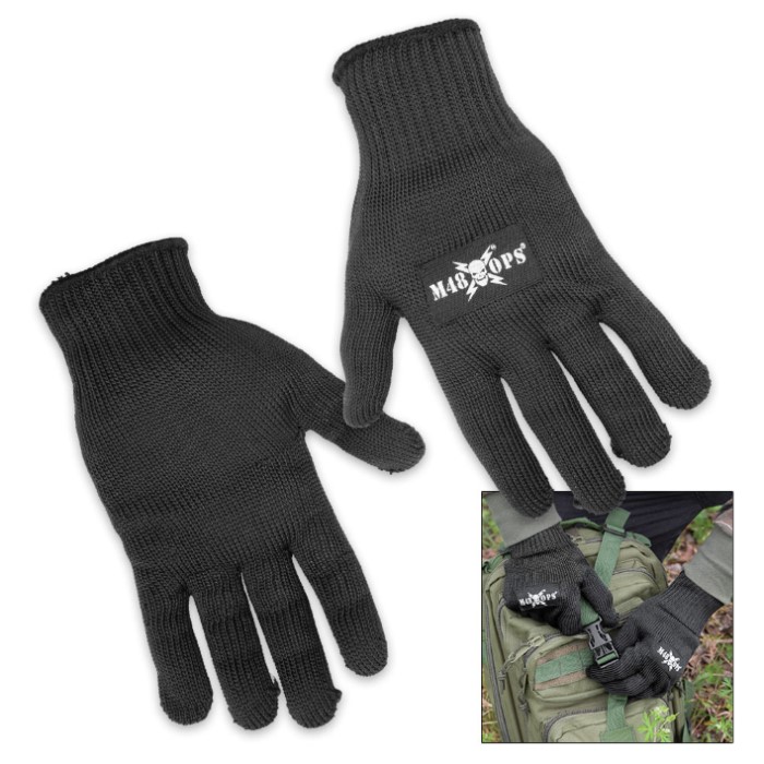 M48 Cut Resistant Kevlar Gloves Black Knives & Swords At
