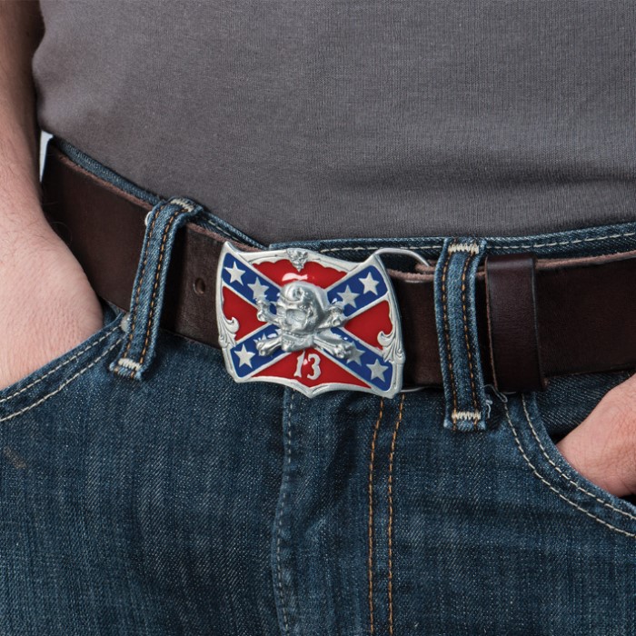 Skull / Confederate Flag Belt Buckle - Free Shipping!