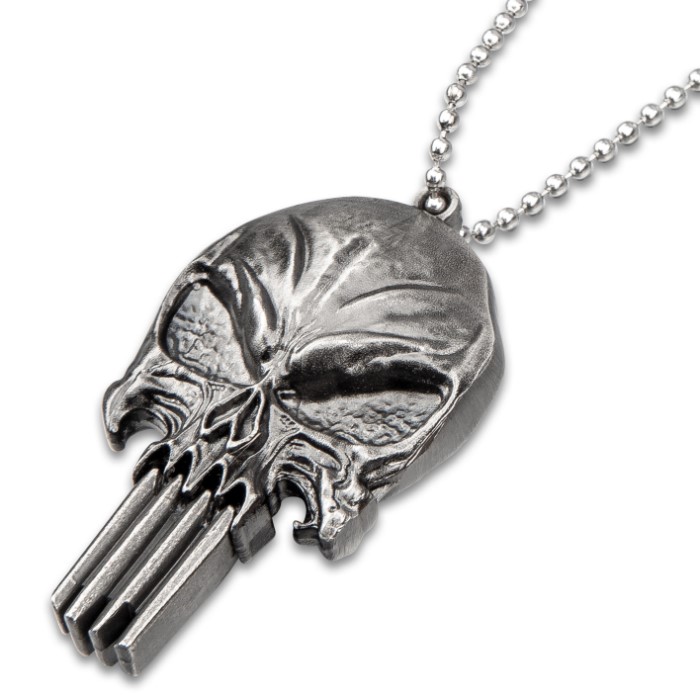 Punisher Skull Hidden Knife Necklace Free Shipping!