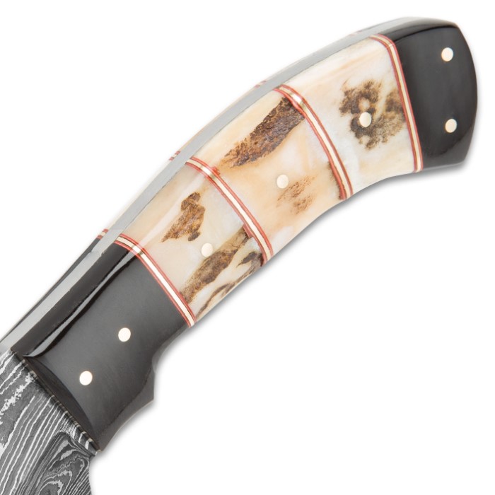 Timber Wolf Buckhorn Hunting Knife - Damascus Steel Fixed Blade ...