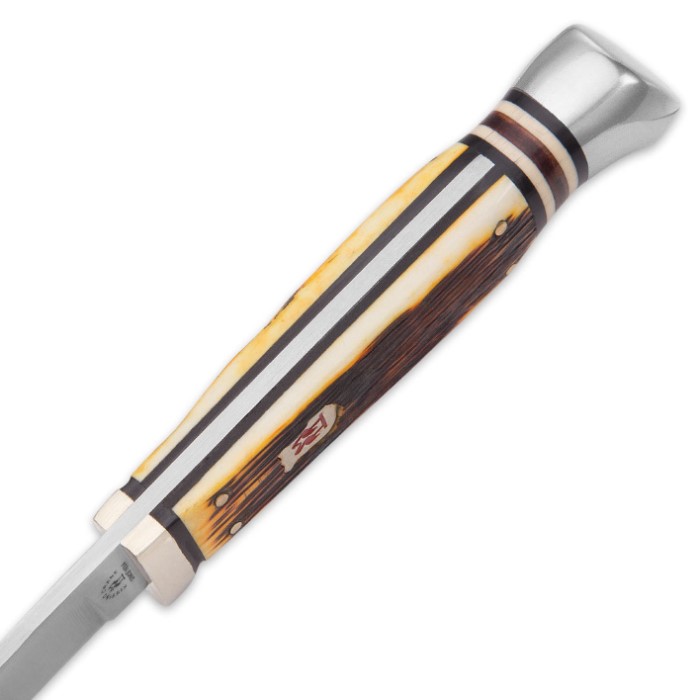 Kissing Crane Amber Bone Hunter Knife Kennesaw Cutlery