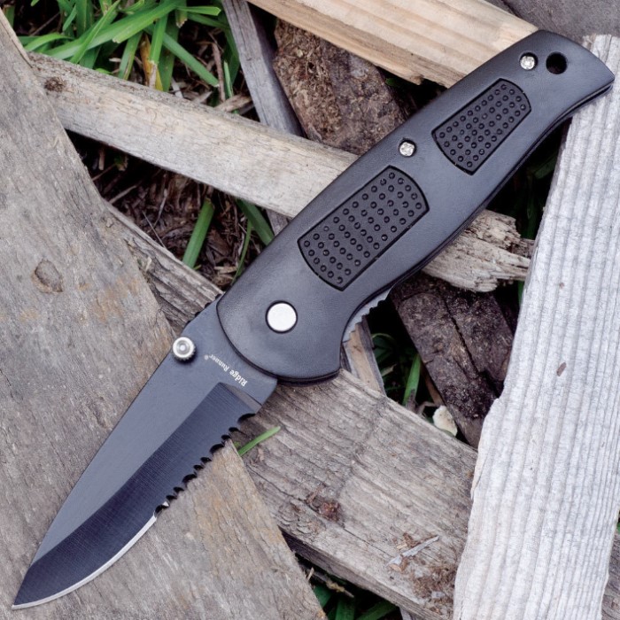 Ridge Runner Tactical Pocket Knife Black | BUDK.com - Knives & Swords ...