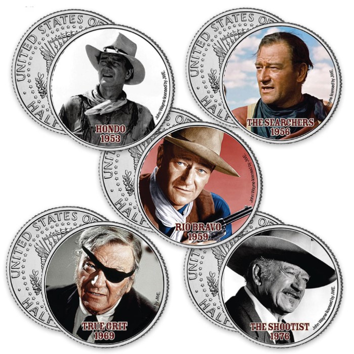 John Wayne JFK Half Dollar Coin Set Free Shipping!
