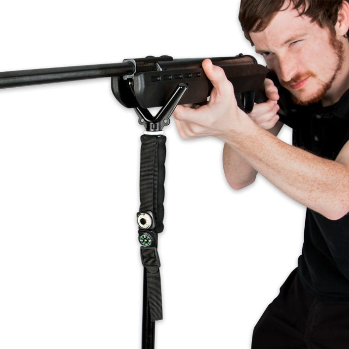 Walking Stick with Rifle Mount Survival & Camping Gear