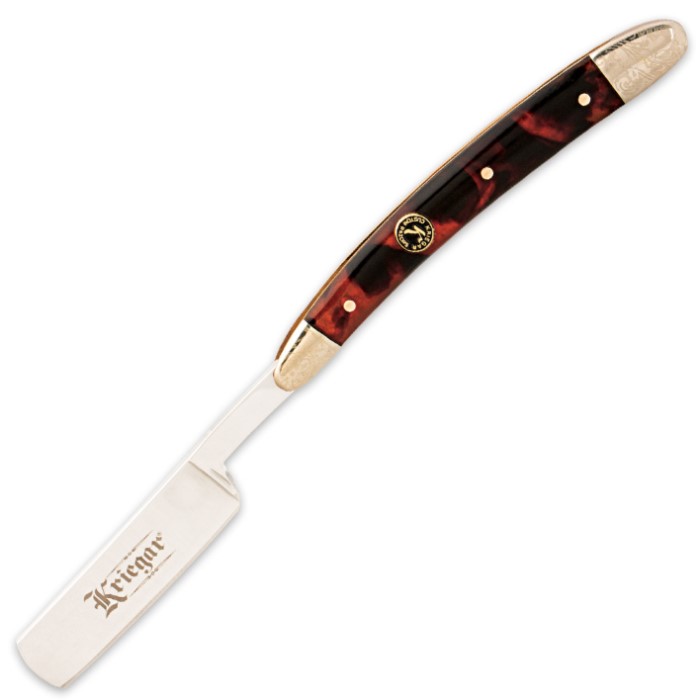 Kriegar Red Gentlemans Straight Razor Folding Knife Kennesaw Cutlery