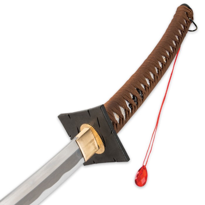 Extreme Curve Custom Handmade Katana w/ Red Pendant | True Swords