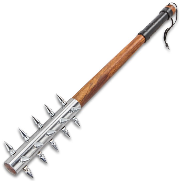 Spiked Barbarian Mace High Carbon Steel Head With Spikes, Wooden