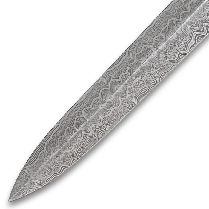 Legends In Steel Damascus & Blue Cherry Wood Sword Knives