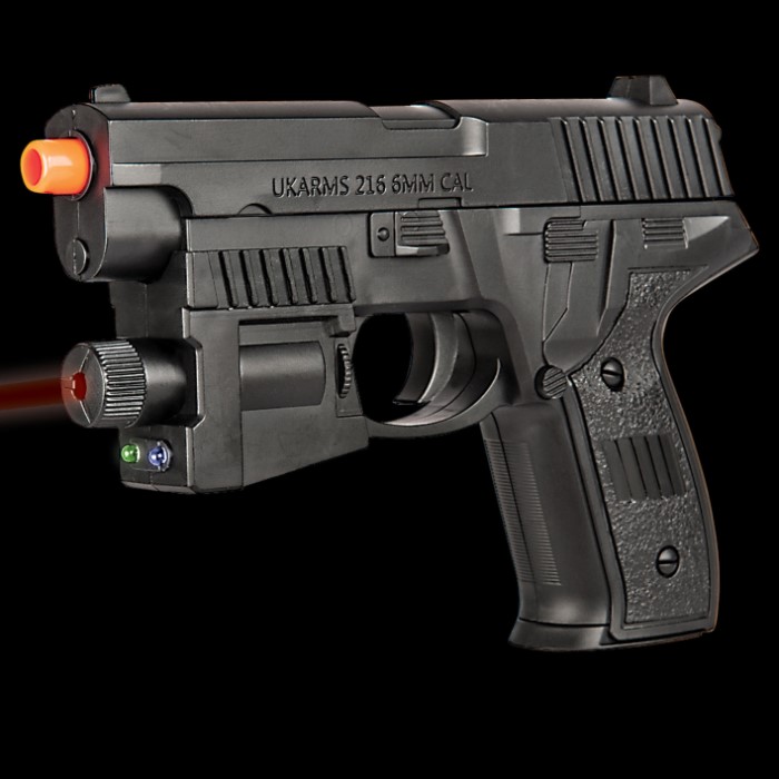 UKArms Spring Powered Airsoft Pistol With Laser Tough ABS Construction, 120 FPS, 15Round