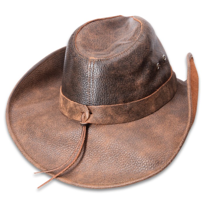 Outback Crocodile Survivor Hat - Genuine Weathered Leather, Shapeable ...